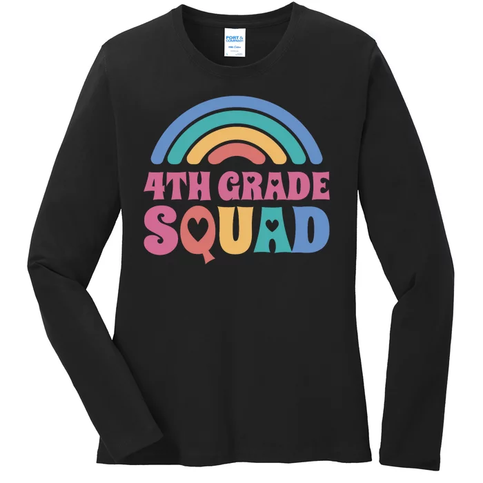 4th Grade Squad Rainbow Ladies Long Sleeve Shirt