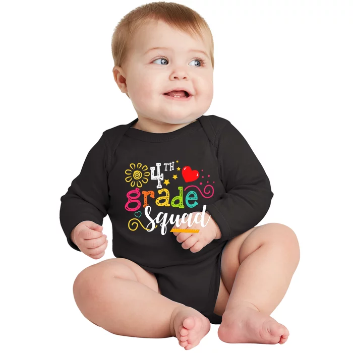 4th Grade Squad Student Teacher Gift Back To School Baby Long Sleeve Bodysuit