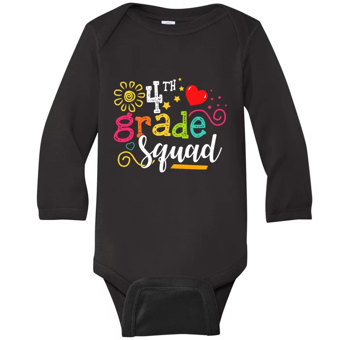 4th Grade Squad Student Teacher Gift Back To School Baby Long Sleeve Bodysuit