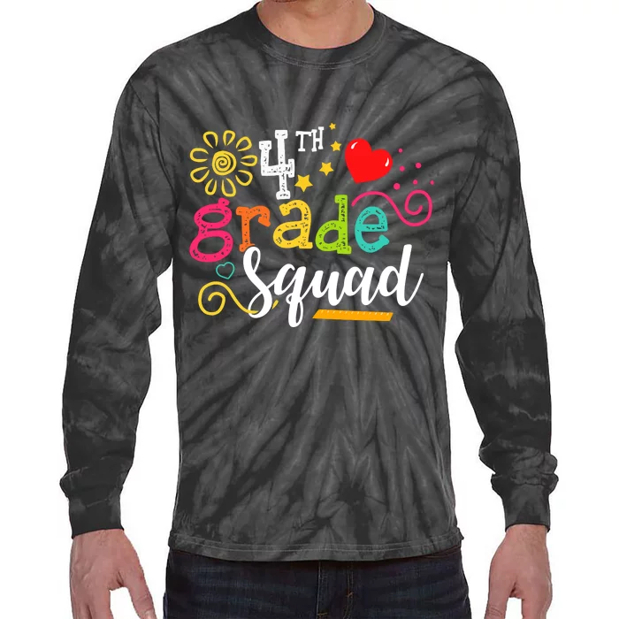 4th Grade Squad Student Teacher Gift Back To School Tie-Dye Long Sleeve Shirt