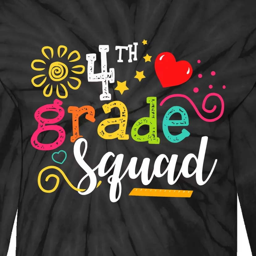 4th Grade Squad Student Teacher Gift Back To School Tie-Dye Long Sleeve Shirt