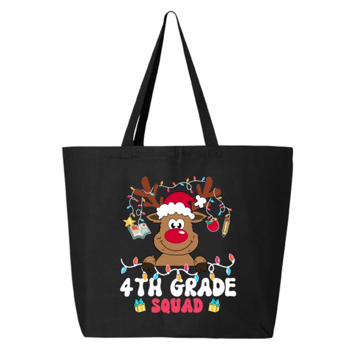 4th Grade Squad Reindeer Christmas Fourth Grade Teacher Xmas 25L Jumbo Tote