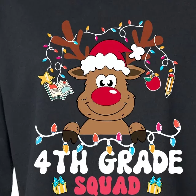 4th Grade Squad Reindeer Christmas Fourth Grade Teacher Xmas Cropped Pullover Crew