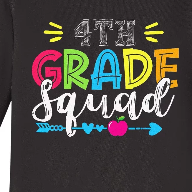 4th Grade Squad Team Back To School Teacher Student Baby Long Sleeve Bodysuit