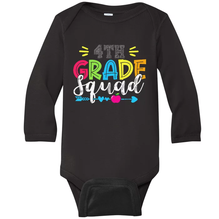 4th Grade Squad Team Back To School Teacher Student Baby Long Sleeve Bodysuit