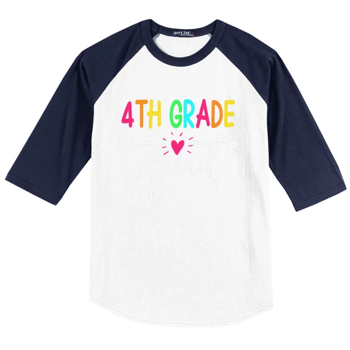 4th Grade Squad Back To School Team Teacher Student Baseball Sleeve Shirt