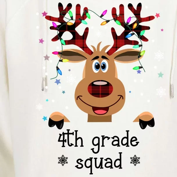 4th Grade Squad Reindeer Christmas Womens Funnel Neck Pullover Hood