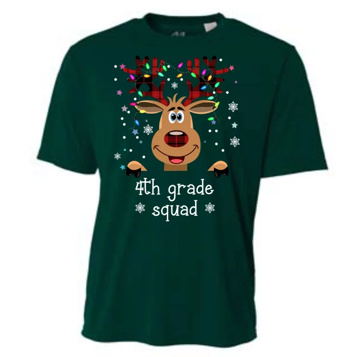 4th Grade Squad Reindeer Christmas Cooling Performance Crew T-Shirt