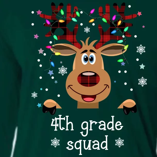 4th Grade Squad Reindeer Christmas Cooling Performance Long Sleeve Crew