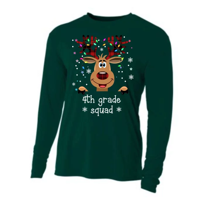 4th Grade Squad Reindeer Christmas Cooling Performance Long Sleeve Crew