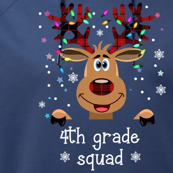 4th Grade Squad Reindeer Christmas Performance Fleece Hoodie