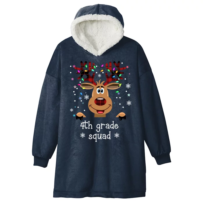 4th Grade Squad Reindeer Christmas Hooded Wearable Blanket