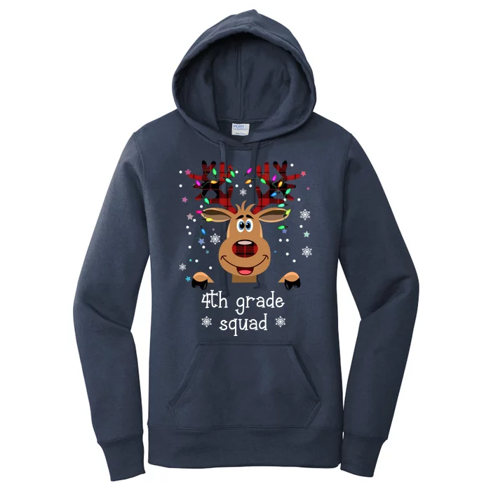 4th Grade Squad Reindeer Christmas Women's Pullover Hoodie