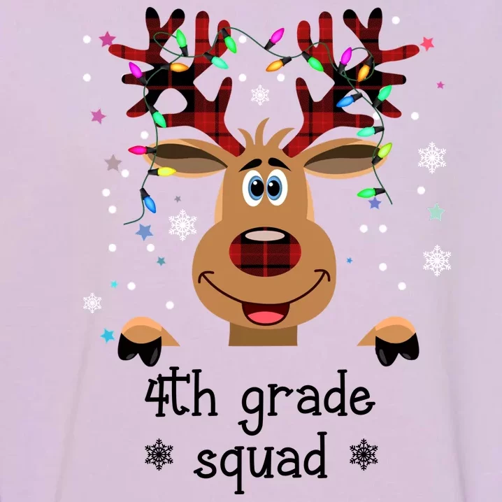 4th Grade Squad Reindeer Christmas Garment-Dyed Sweatshirt