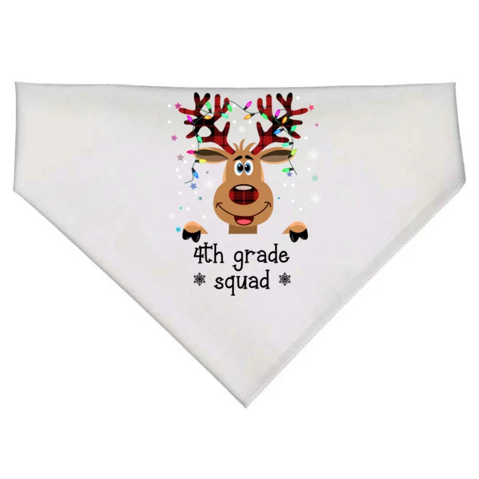 4th Grade Squad Reindeer Christmas USA-Made Doggie Bandana