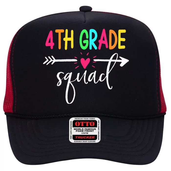 4th Grade Squad Back To School Team Teacher Student High Crown Mesh Trucker Hat