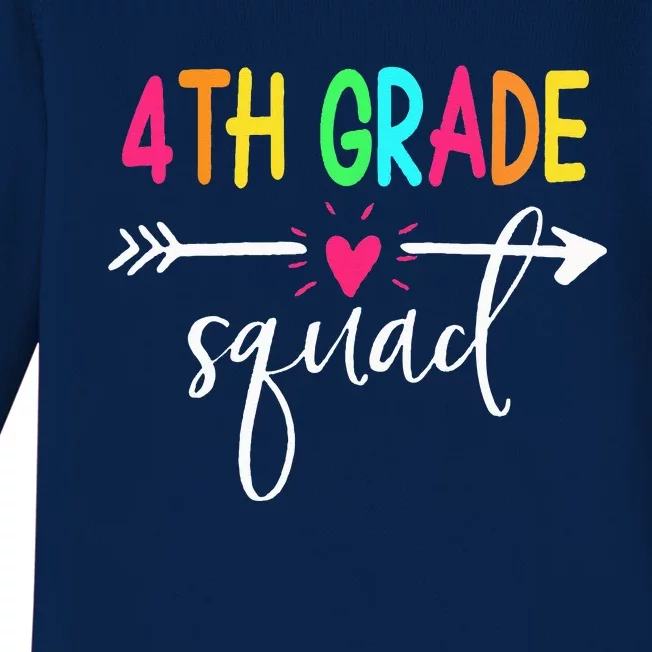 4th Grade Squad Back To School Team Teacher Student Baby Long Sleeve Bodysuit