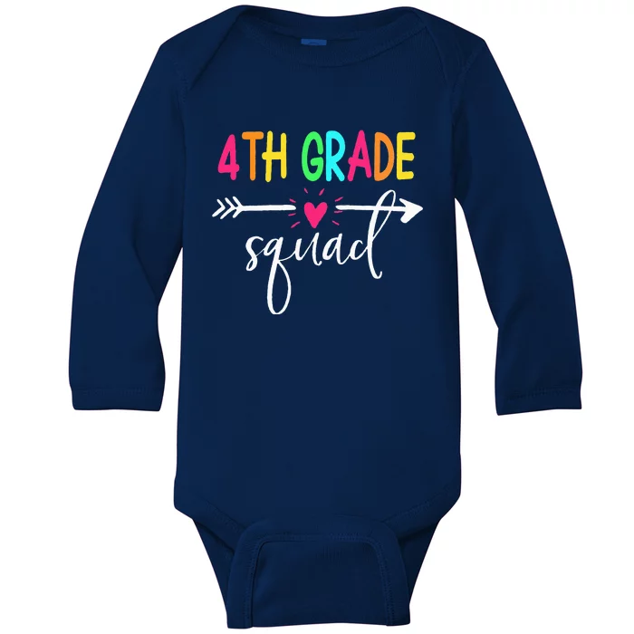 4th Grade Squad Back To School Team Teacher Student Baby Long Sleeve Bodysuit