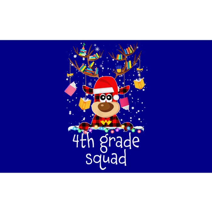 4th Grade Squad Plaid Reindeer Santa Hat Teacher Christmas Bumper Sticker