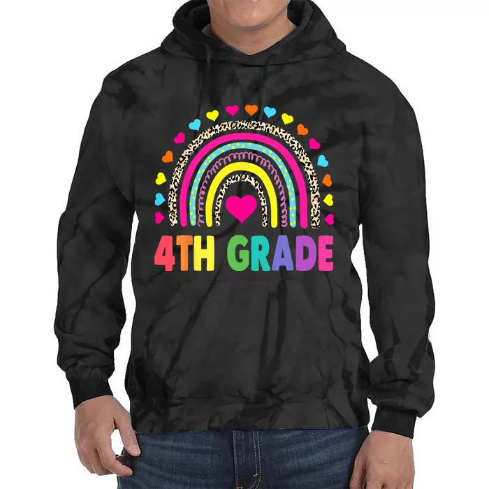 4th Grade Teacher Leopard Rainbow Back To School Girl Boy Tie Dye Hoodie