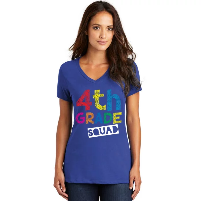 4Th Grade Teacher Design 4Th Grade Squad Gift Women's V-Neck T-Shirt