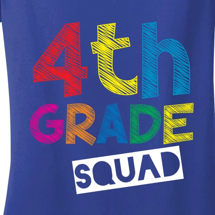 4Th Grade Teacher Design 4Th Grade Squad Gift Women's V-Neck T-Shirt