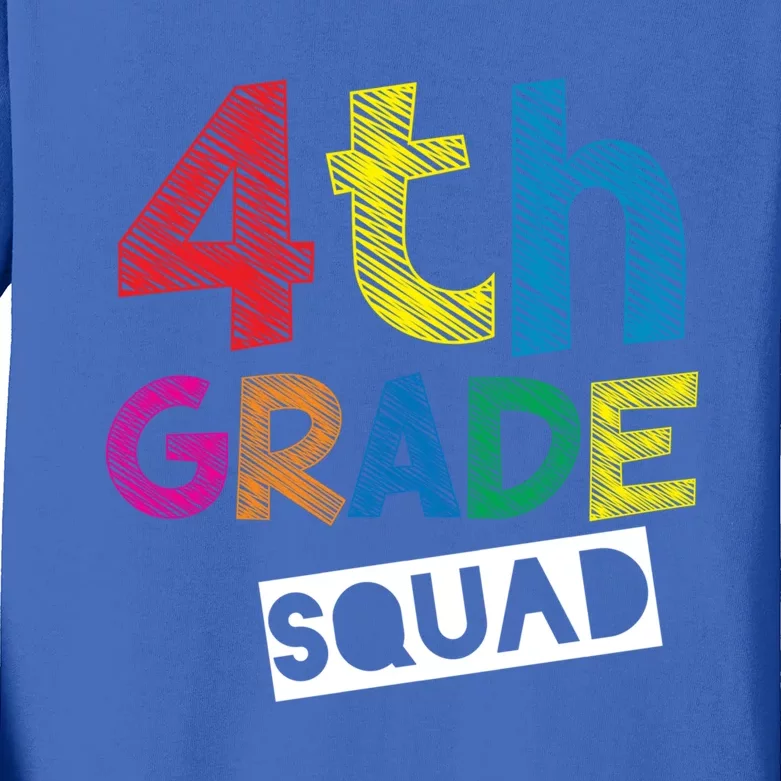 4Th Grade Teacher Design 4Th Grade Squad Gift Kids Long Sleeve Shirt