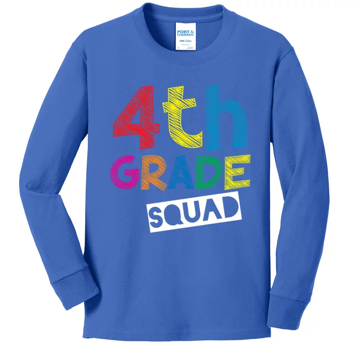 4Th Grade Teacher Design 4Th Grade Squad Gift Kids Long Sleeve Shirt