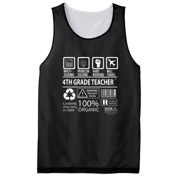 4th Grade Teacher MultiTasking Certified Job Gift Fourth Grade Mesh Reversible Basketball Jersey Tank