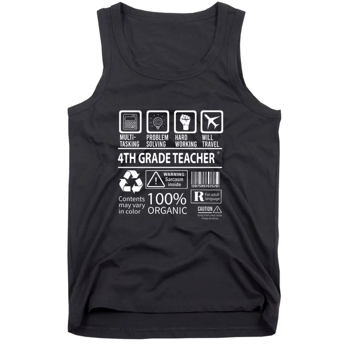 4th Grade Teacher MultiTasking Certified Job Gift Fourth Grade Tank Top