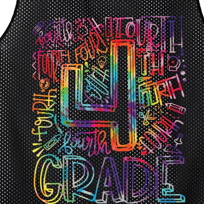 4th Grade Typography Team Fourth Grade Back To School Mesh Reversible Basketball Jersey Tank