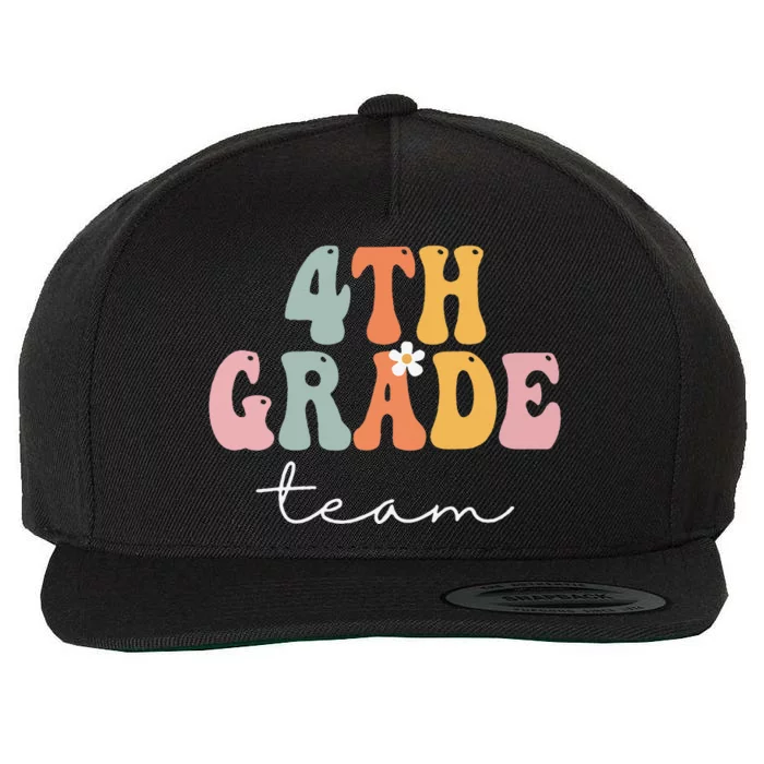 4th Grade Team Retro Groovy Women Happy First Day Of School Wool Snapback Cap