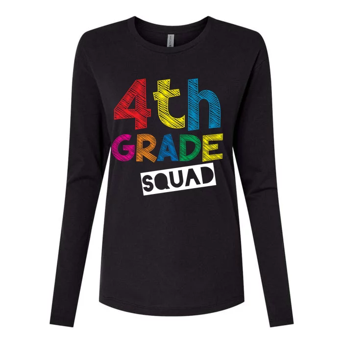 4Th Grade Teacher Design 4Th Grade Squad Cute Gift Womens Cotton Relaxed Long Sleeve T-Shirt