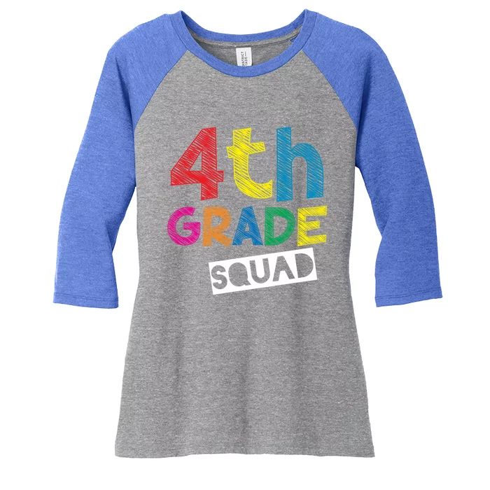 4Th Grade Teacher Design 4Th Grade Squad Cute Gift Women's Tri-Blend 3/4-Sleeve Raglan Shirt