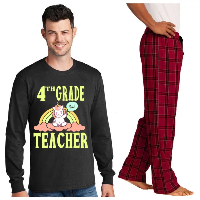 4Th Grade Teacher Unicorn Cute Gift Long Sleeve Pajama Set