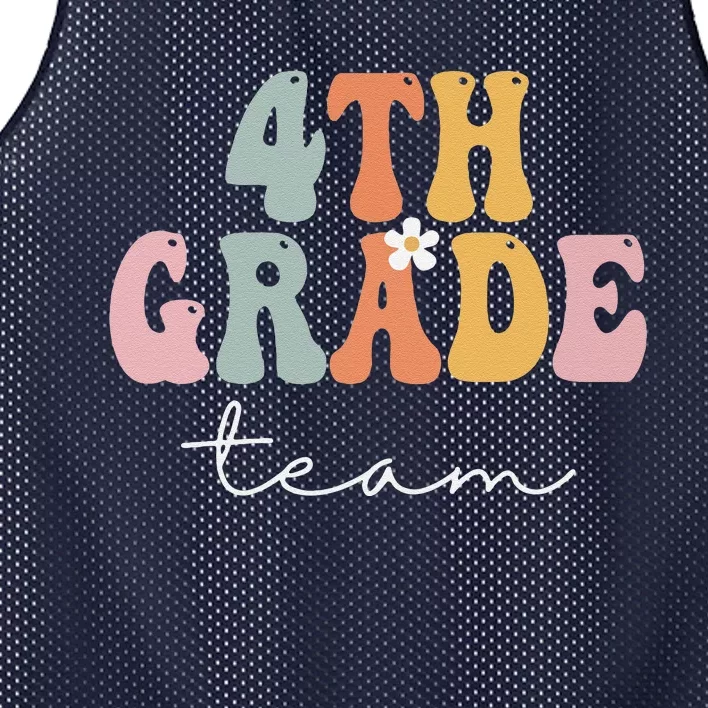 4th Grade Team Retro Groovy Funny Happy First Day Of School Sweatshirt Mesh Reversible Basketball Jersey Tank