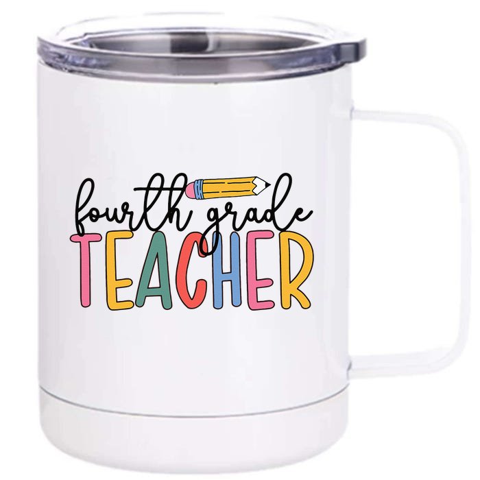 4th Grade Teacher Boho Fourth Grade Teachers Front & Back 12oz Stainless Steel Tumbler Cup