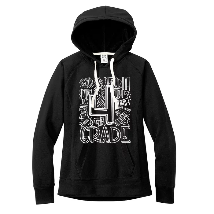 4th Grade Typography Team Fourth Grade Back To School Gift Women's Fleece Hoodie