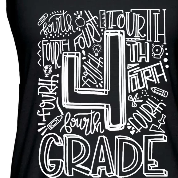 4th Grade Typography Team Fourth Grade Back To School Gift Ladies Essential Flowy Tank