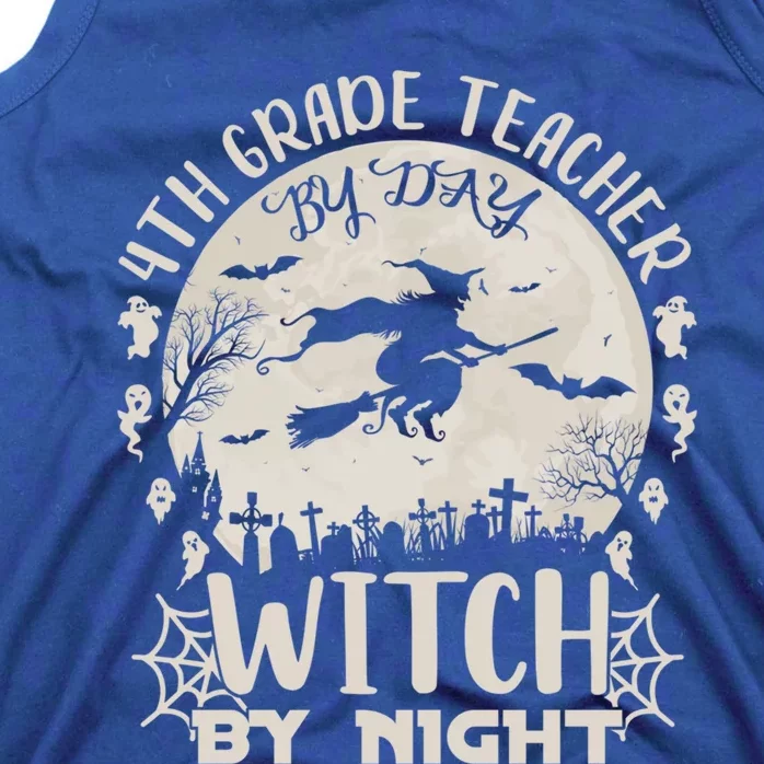 4Th Grade Teacher By Day Witch By Night Funny Halloween Gift Tank Top