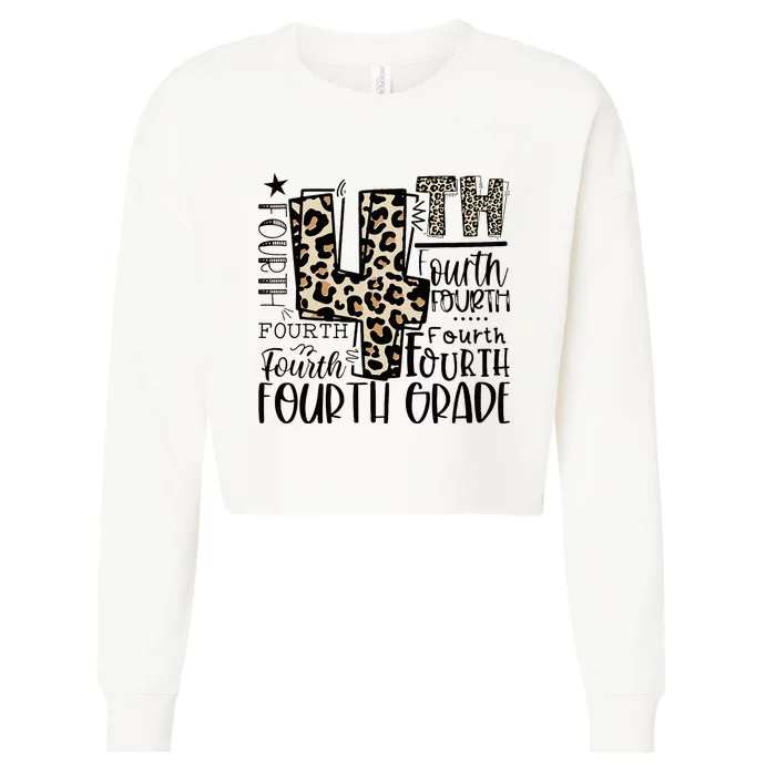 4th Grade Typography Fourth Grade Teacher Back To School Cropped Pullover Crew