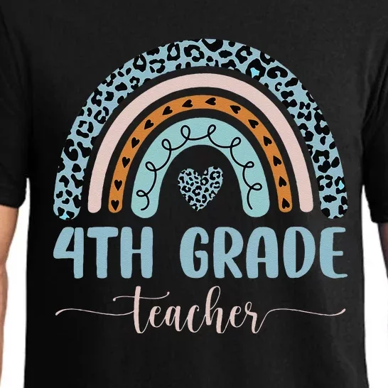 4th Grade Teacher Leopard Rainbow First Day Of School Pajama Set