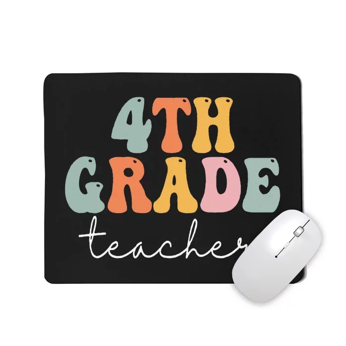 4th Grade Teacher Retro Groovy Vintage First Day Of School Mousepad