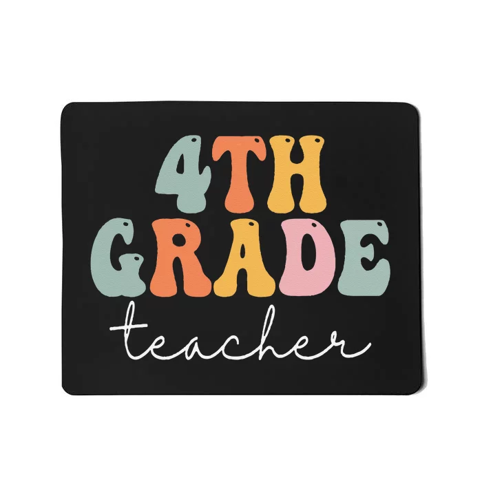 4th Grade Teacher Retro Groovy Vintage First Day Of School Mousepad