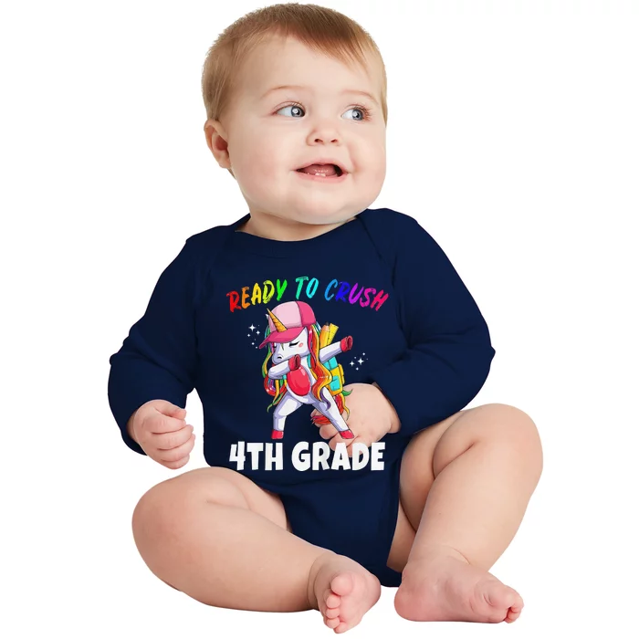 4th Grade Unicorn First Day Of School Gift Rainbow Baby Long Sleeve Bodysuit