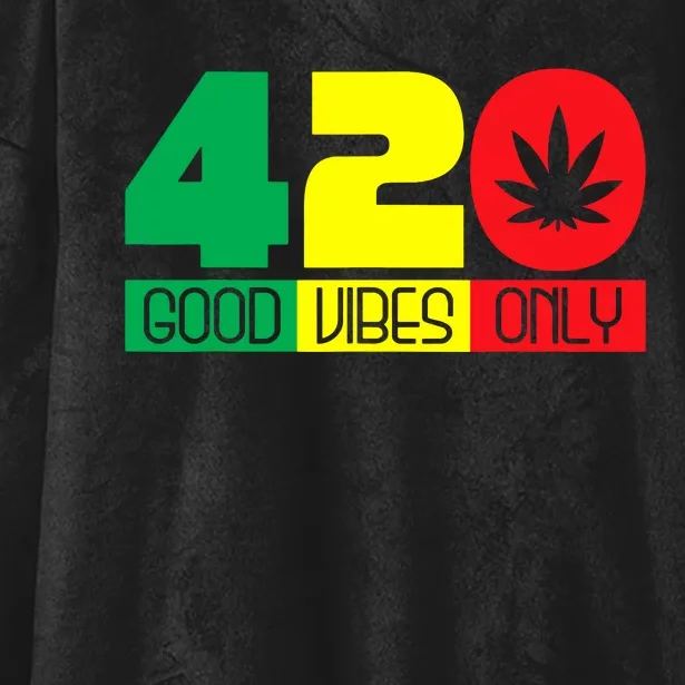 420 Good Vibes Only Rasta Reggae Marijuana Weed Cannabis Hooded Wearable Blanket