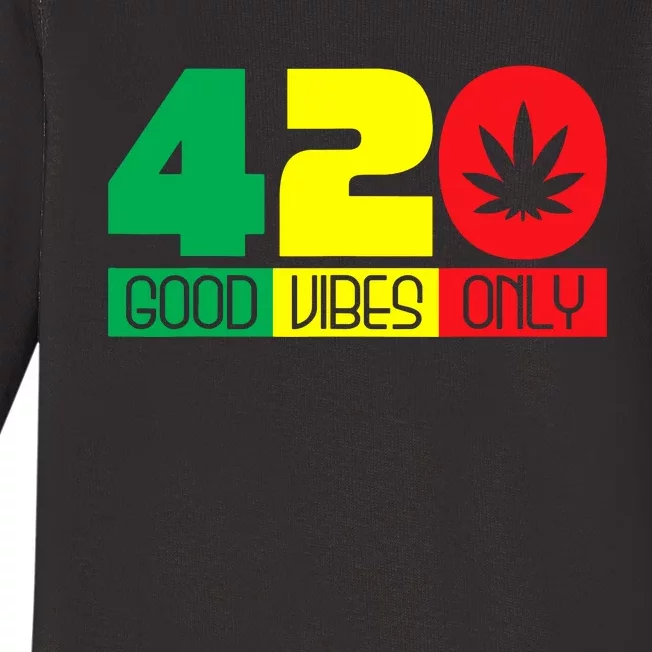 420 Good Vibes Only Rasta Reggae Marijuana Weed Cannabis Baby Long Sleeve Bodysuit