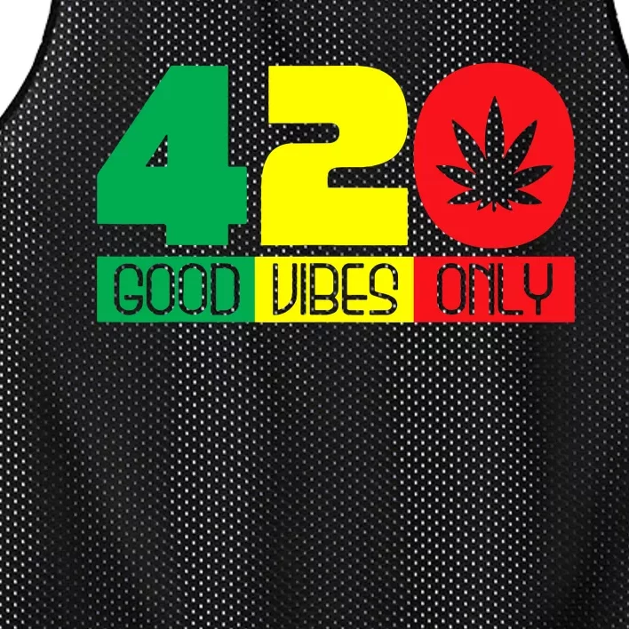 420 Good Vibes Only Rasta Reggae Marijuana Weed Cannabis Mesh Reversible Basketball Jersey Tank