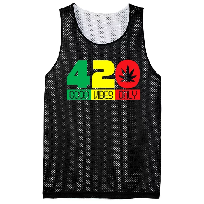 420 Good Vibes Only Rasta Reggae Marijuana Weed Cannabis Mesh Reversible Basketball Jersey Tank