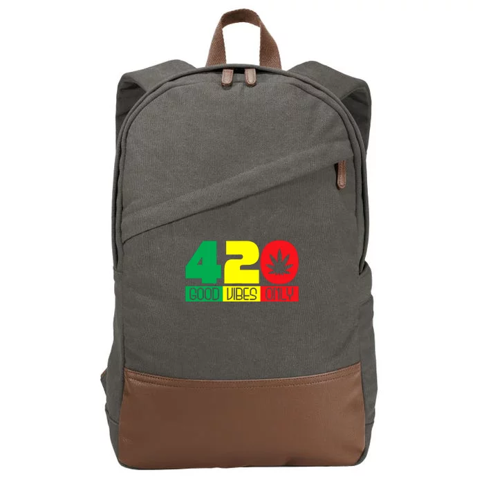 420 Good Vibes Only Rasta Reggae Marijuana Weed Cannabis Cotton Canvas Backpack